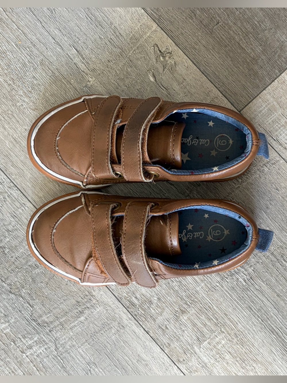 Cat & Jack Boys Size 9 Toddler Brown Double Strap Sneakers Shoes